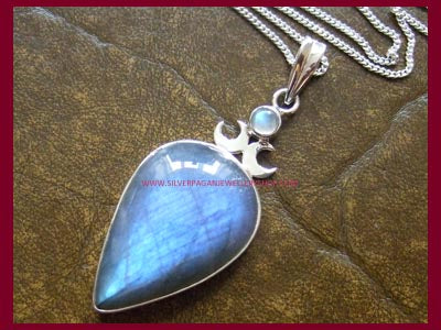 Goddess Pendant Necklace with Labradorite Gemstones