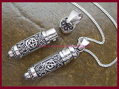 Poison Locket Pendant Necklace with Pentagram Rainbow Moonstone