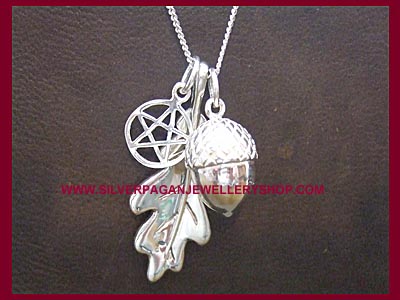 Acorn, Oak Leaf and Pentagram Necklace