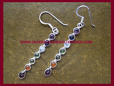Gemstone Chakra Earrings - Click Image to Close
