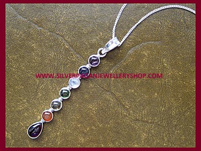 Gemstone Chakra Pendant Necklace - Click Image to Close