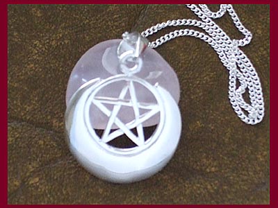 Crescent Moon Pentagram Necklace - Click Image to Close