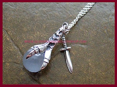 Dragons Claw Pendant Necklace with Athame Charm - Click Image to Close