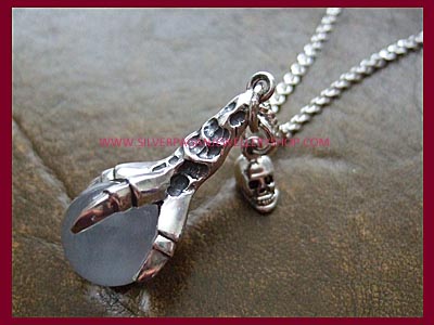 Dragons Claw Pendant Necklace with Skull Charm - Click Image to Close