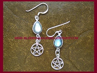 Labradorite Pentagram Earrings - Click Image to Close