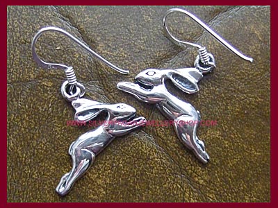 Leaping Hare Earrings - Click Image to Close