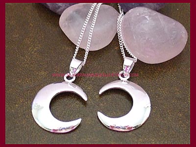 Crescent Moon Necklace - Choose From Waxing or Waning - Click Image to Close