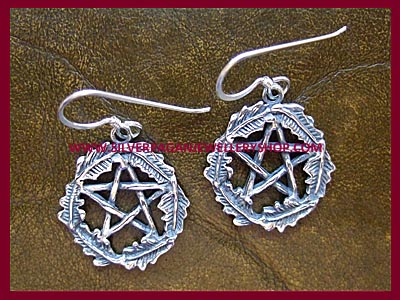 Oak Leaf Pentagram Earrings