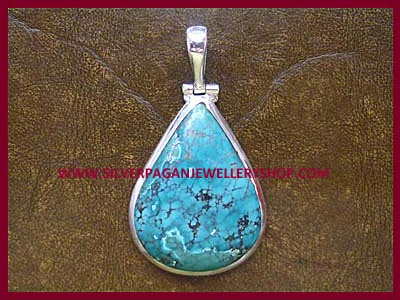 Turquoise Cabochon Pendant - Click Image to Close