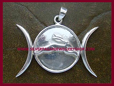 Triple Moon and Hare Pendant - Click Image to Close