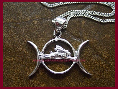 Triple Moon and Hare Necklace - Click Image to Close