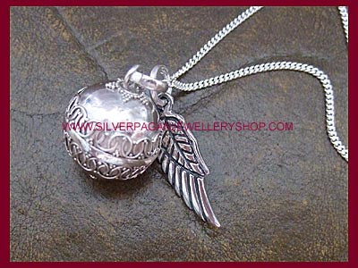 Angel Caller & Angel Wing Pendant Necklace