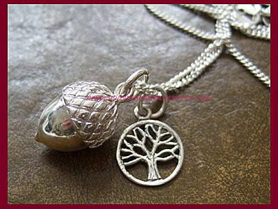 Acorn & Tree of Life Pendant Necklace