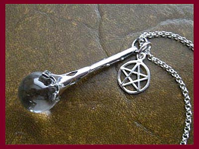 Crystal Ball Pendant Necklace with Pentagram