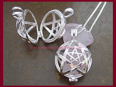 Pentagram Crystal Locket Pendant Necklace