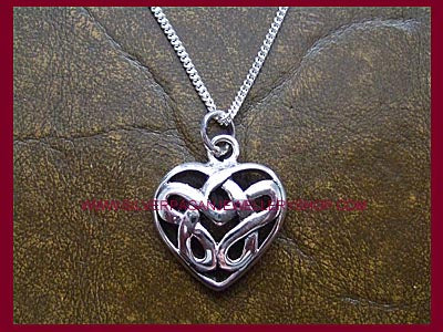 Celtic Heart Pendant Necklace - Large