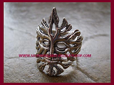 Green Man Ring with Oak Leaves