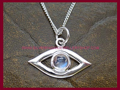 Evil Eye Pendant Necklace - Rainbow Moonstone