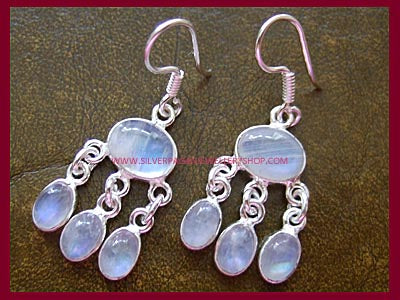 Rainbow Moonstone Gemstone Earrings