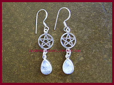 Gemstone & Pentagram Earrings - Choose From 11 Gemstones