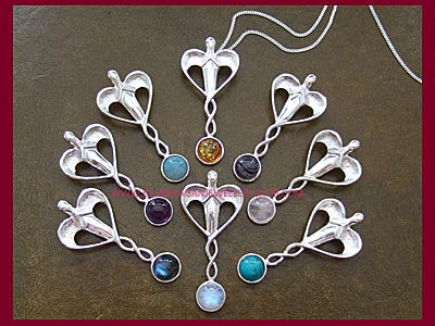 Healing Angel Pendant Necklace - Choose Your Gemstone