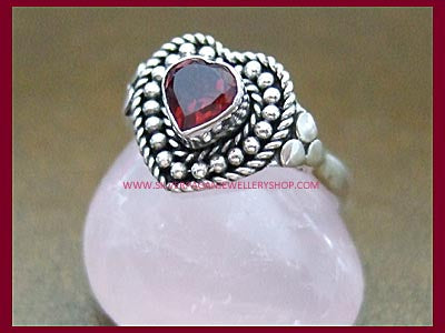 Garnet Heart Ring