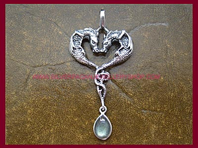 Draco Dragon Heart Gemstone Pendant Necklace - Choose from 11 Gemstones