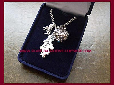 Oak Leaf, Fairy & Angel Caller Pendant Necklace with Choice of Gemstones