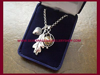 Acorn, Oak Leaf & Angel Caller Pendant Necklace