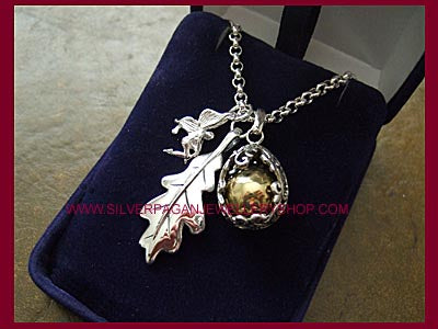 Fairy, Oak Leaf & Angel Caller Pendant Necklace