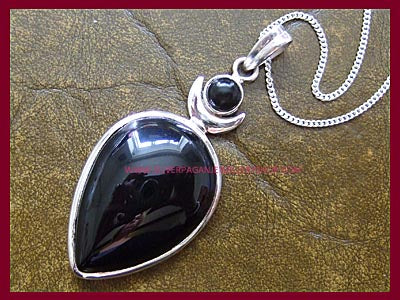 High Priestess Pendant Necklace with Black Onyx Gemstones