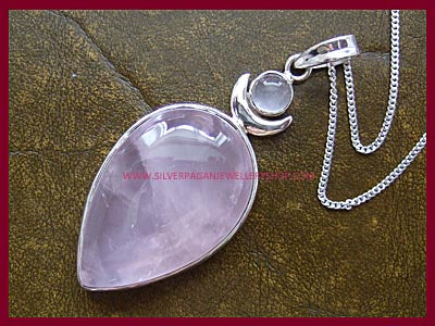 High Priestess Pendant Necklace with Rose Quartz Gemstones