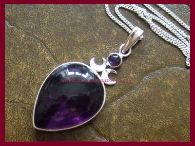 Goddess Pendant Necklace with Amethyst Gemstones