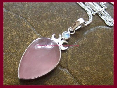 Goddess Pendant Necklace with Rose Quartz Gemstones