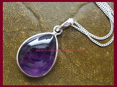 Amethyst Pendant Necklace - Choose Oval or Teardrop