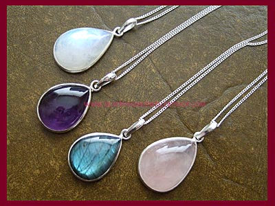 Amethyst Pendant Necklace - Choose Oval or Teardrop