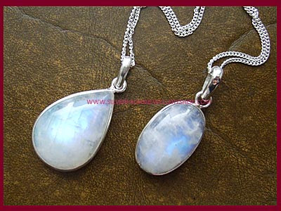 Rainbow Moonstone Pendant Necklace - Choose Oval or Teardrop