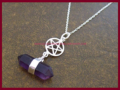 Amethyst & Pentagram Pendant Necklace