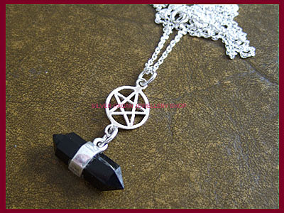 Black Onyx & Pentagram Pendant Necklace