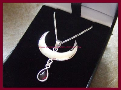 Moon Drop Pendant Necklace with Garnet