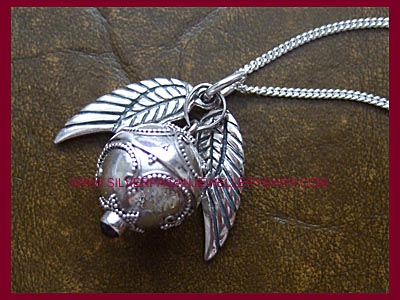 Garnet Angel Caller Pendant with Angel Wings Necklace