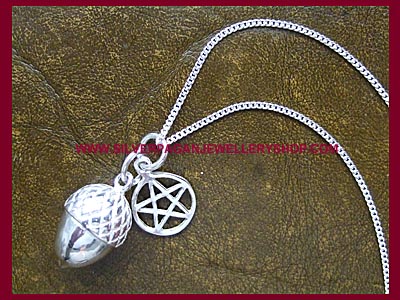 Acorn and Pentagram Pendant Necklace