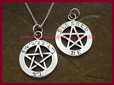 Blessed Be Pentagram Pendant - Theban - Double sided