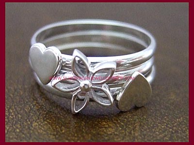 Hearts & Flowers Rings - Stackable